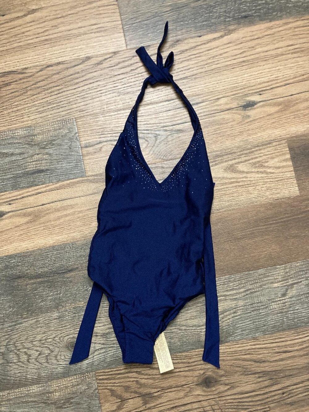 NWT Bellissima One Peace Midnight Blue Swarovski Element Swimsuit Size S $220